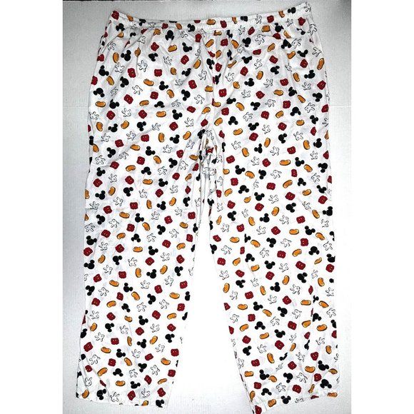 Disney Parks Mickey Mouse Print Pajama Bottoms XXXL Pants‎ Lounge White EUC - Picture 7 of 8